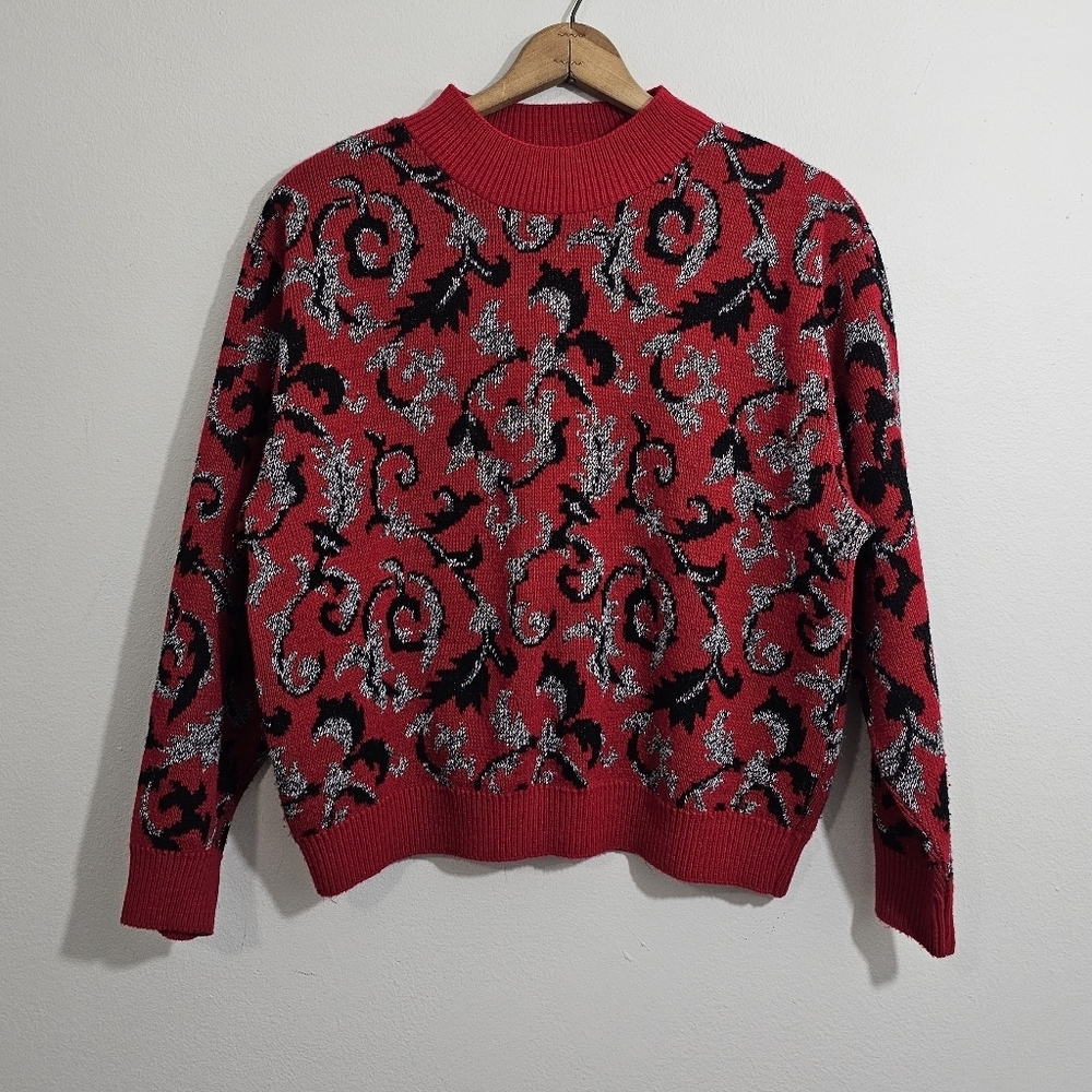 Vintage Nikki Red/Black Knit Funky Sweater